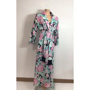 Vintage Vasserette Monica Tilley Floral Robe Matching Nightgown Womens Small New
